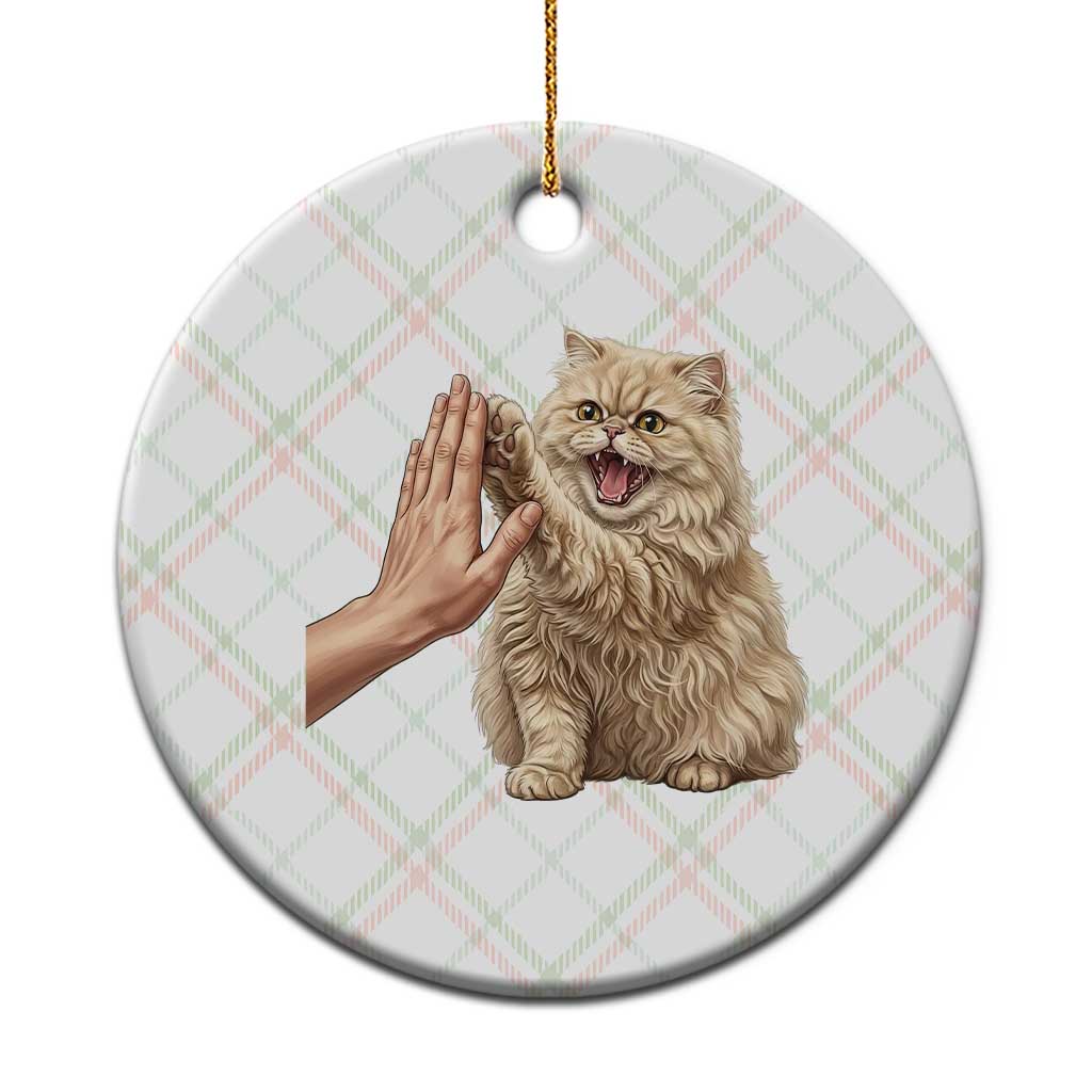 Cute Persian Cat High Five Ceramic Ornament Cat Lover TS12 1pc Christmas Plaid Print Your Wear