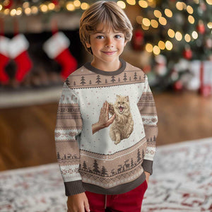 Cute Persian Cat High Five Ugly Christmas Sweater Cat Lover TS12 Mocha Mousse Print Your Wear