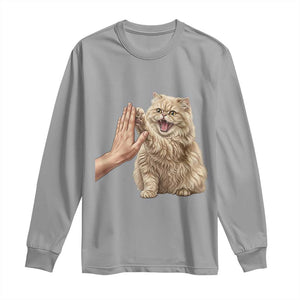 Cute Persian Cat High Five Long Sleeve Shirt Cat Lover TS12 Sport Gray Print Your Wear