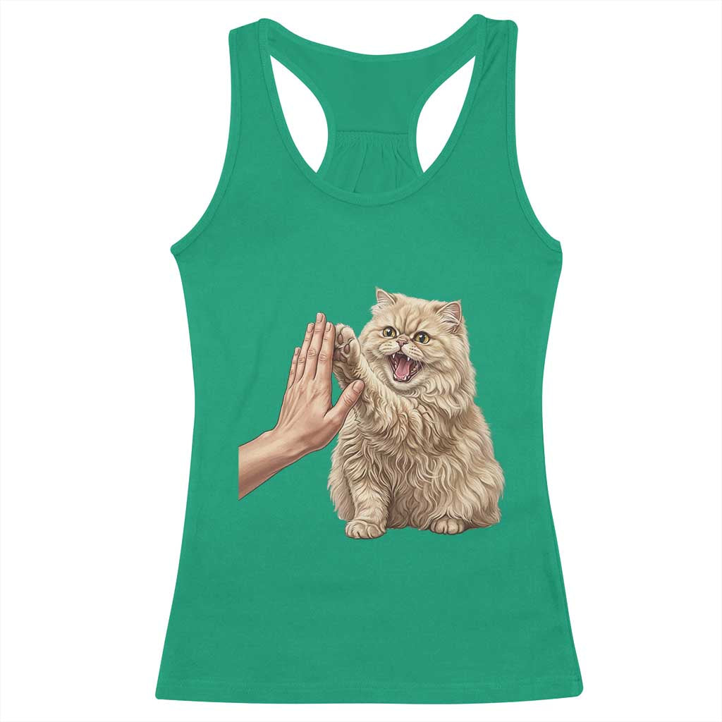 Cute Persian Cat High Five Racerback Tank Top Cat Lover TS12 Irish Green Print Your Wear