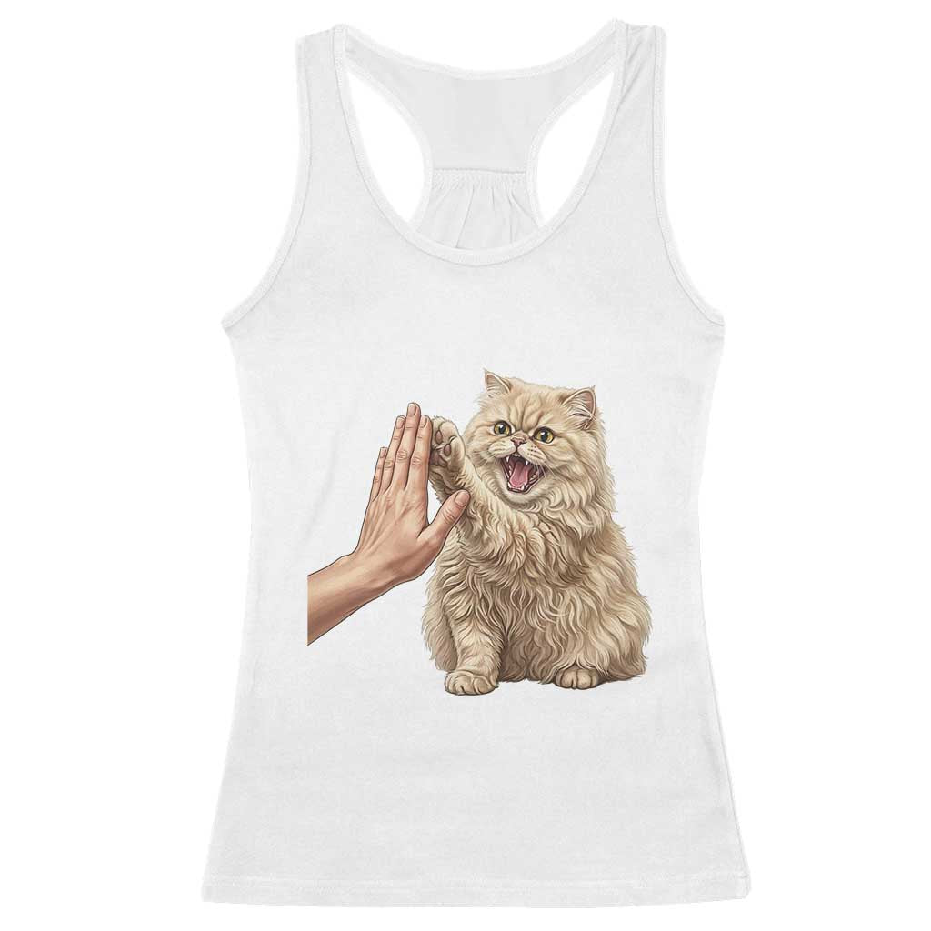 Cute Persian Cat High Five Racerback Tank Top Cat Lover TS12 White Print Your Wear