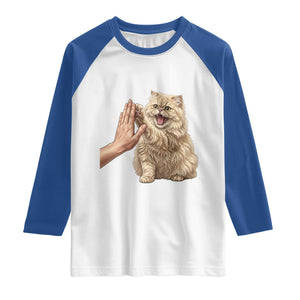 Cute Persian Cat High Five Raglan Shirt Cat Lover TS12 White Royal Print Your Wear