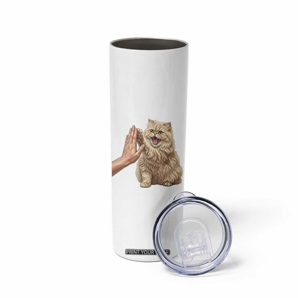 Cute Persian Cat High Five Skinny Tumbler Cat Lover TS12 Print Your Wear
