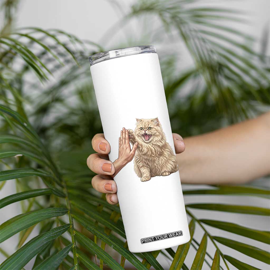 Cute Persian Cat High Five Skinny Tumbler Cat Lover TS12 Print Your Wear