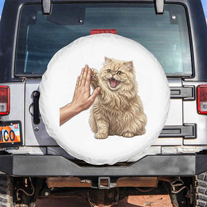 Cute Persian Cat High Five Spare Tire Cover Cat Lover TS12 No hole White Print Your Wear
