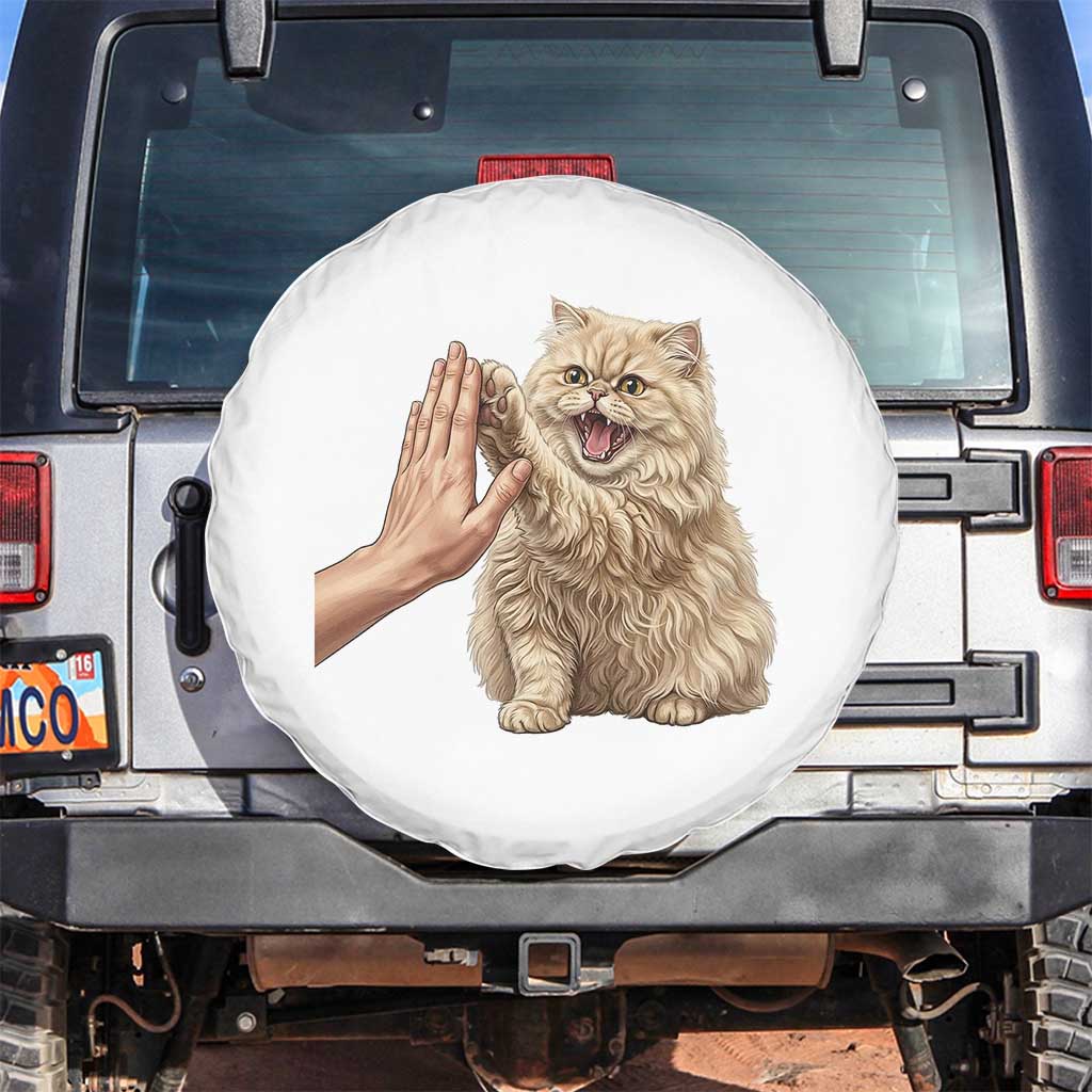 Cute Persian Cat High Five Spare Tire Cover Cat Lover TS12 No hole White Print Your Wear