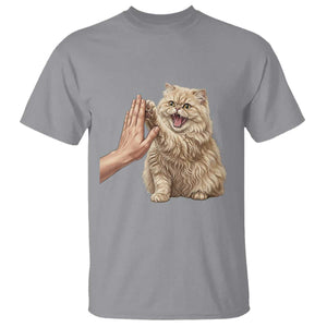 Cute Persian Cat High Five T Shirt Cat Lover TS12 Sport Gray Print Your Wear