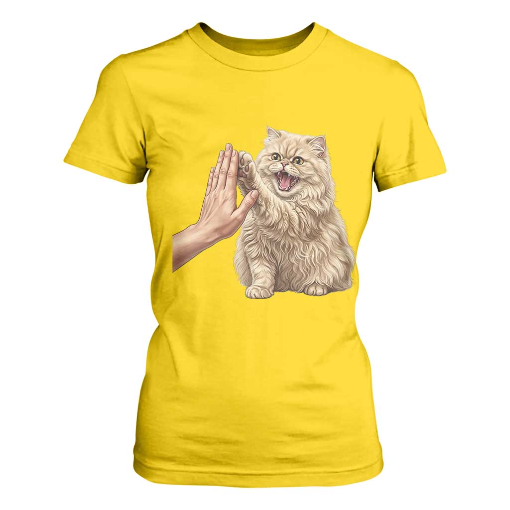 Cute Persian Cat High Five T Shirt For Women Cat Lover TS12 Daisy Print Your Wear