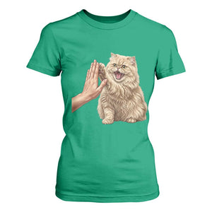 Cute Persian Cat High Five T Shirt For Women Cat Lover TS12 Irish Green Print Your Wear
