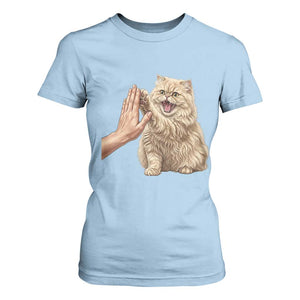 Cute Persian Cat High Five T Shirt For Women Cat Lover TS12 Light Blue Print Your Wear