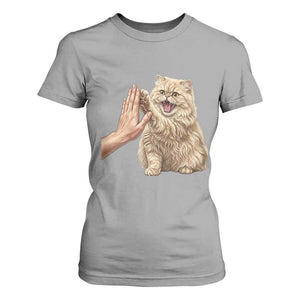 Cute Persian Cat High Five T Shirt For Women Cat Lover TS12 Sport Gray Print Your Wear