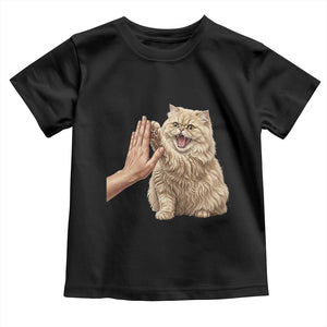 Cute Persian Cat High Five Toddler T Shirt Cat Lover TS12 Black Print Your Wear