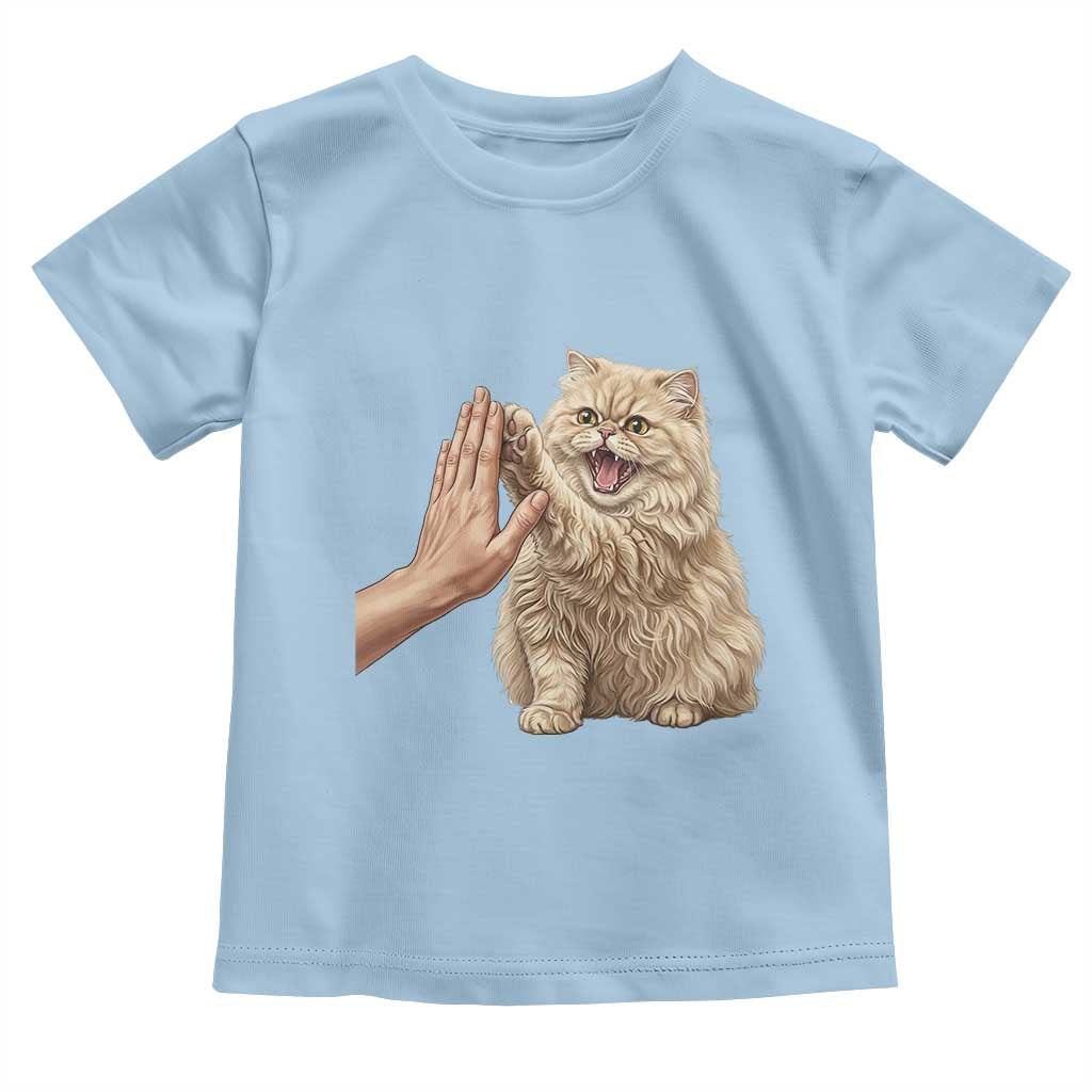 Cute Persian Cat High Five Toddler T Shirt Cat Lover TS12 Light Blue Print Your Wear