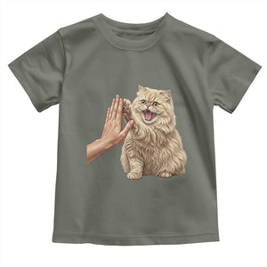 Cute Persian Cat High Five Toddler T Shirt Cat Lover TS12 Military Green Print Your Wear