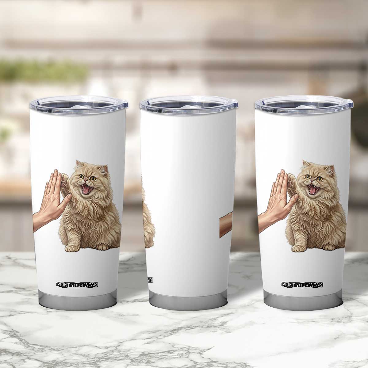 Cute Persian Cat High Five Tumbler Cup Cat Lover TS12 Print Your Wear