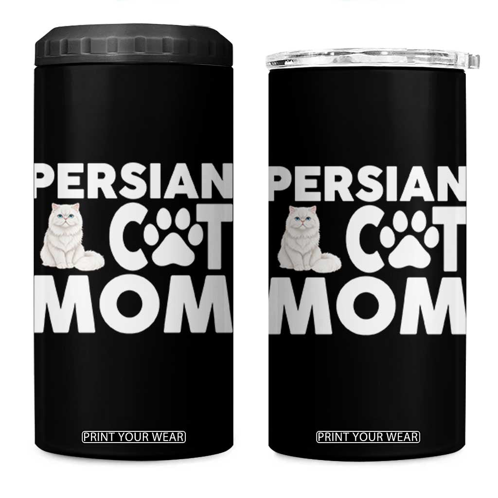 Proud Persian Cat Mom 4 in 1 Can Cooler Tumbler Fluffy Cat Lover Gift For Her TS12 One Size: 16 oz Black Print Your Wear