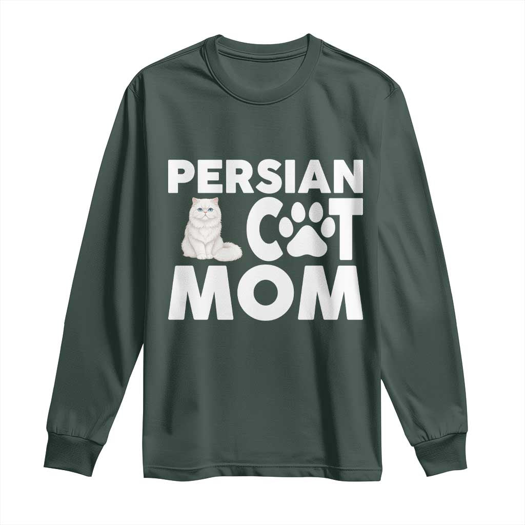 Proud Persian Cat Mom Long Sleeve Shirt Fluffy Cat Lover Gift For Her TS12 Dark Forest Green Print Your Wear