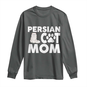 Proud Persian Cat Mom Long Sleeve Shirt Fluffy Cat Lover Gift For Her TS12 Dark Heather Print Your Wear