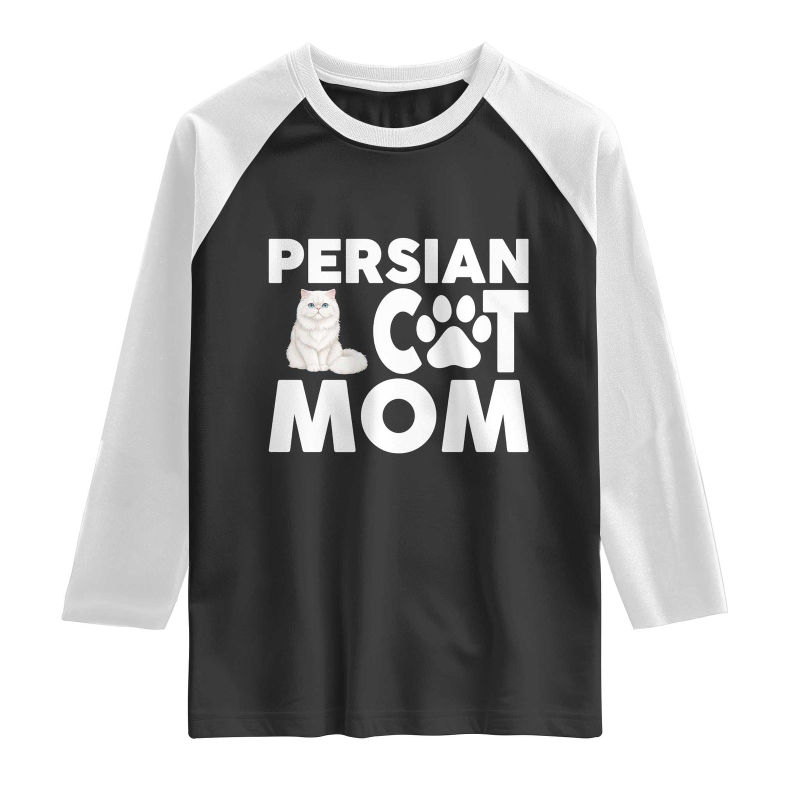 Proud Persian Cat Mom Raglan Shirt Fluffy Cat Lover Gift For Her TS12 Black White Print Your Wear
