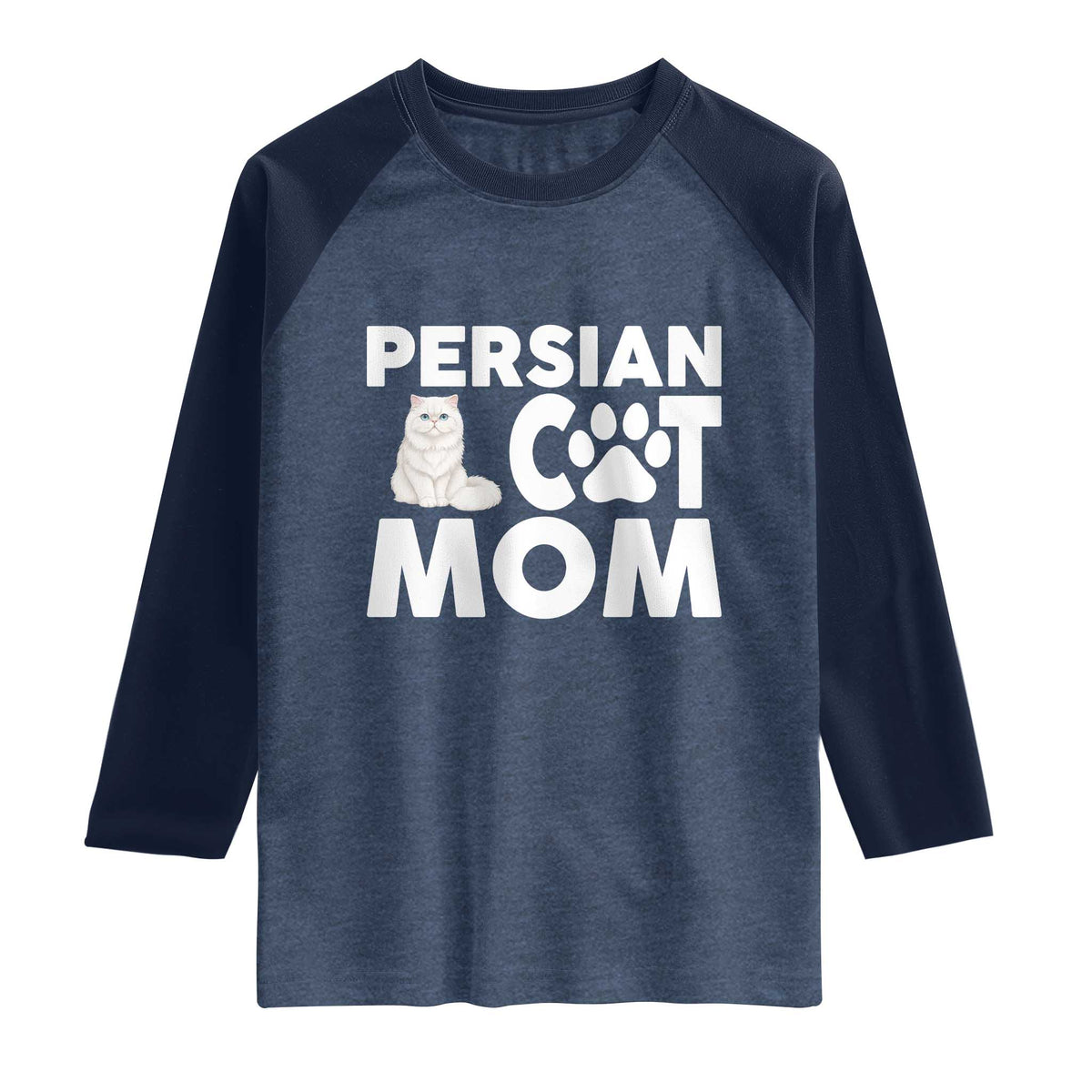 Proud Persian Cat Mom Raglan Shirt Fluffy Cat Lover Gift For Her TS12 Heather Denim Navy Print Your Wear