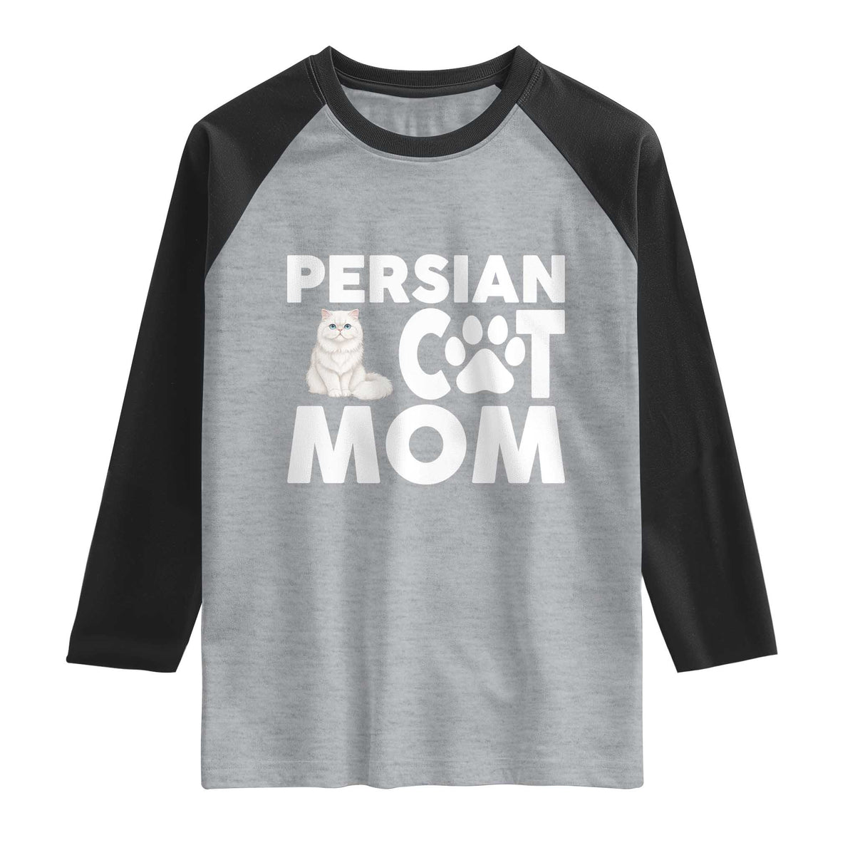 Proud Persian Cat Mom Raglan Shirt Fluffy Cat Lover Gift For Her TS12 Heather Gray Black Print Your Wear