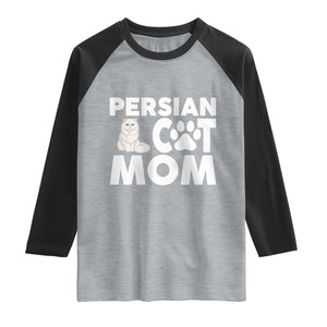 Proud Persian Cat Mom Raglan Shirt Fluffy Cat Lover Gift For Her TS12 Heather Gray Black Print Your Wear