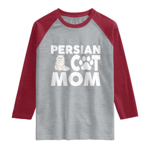 Proud Persian Cat Mom Raglan Shirt Fluffy Cat Lover Gift For Her TS12 Heather Gray Heather Red Print Your Wear