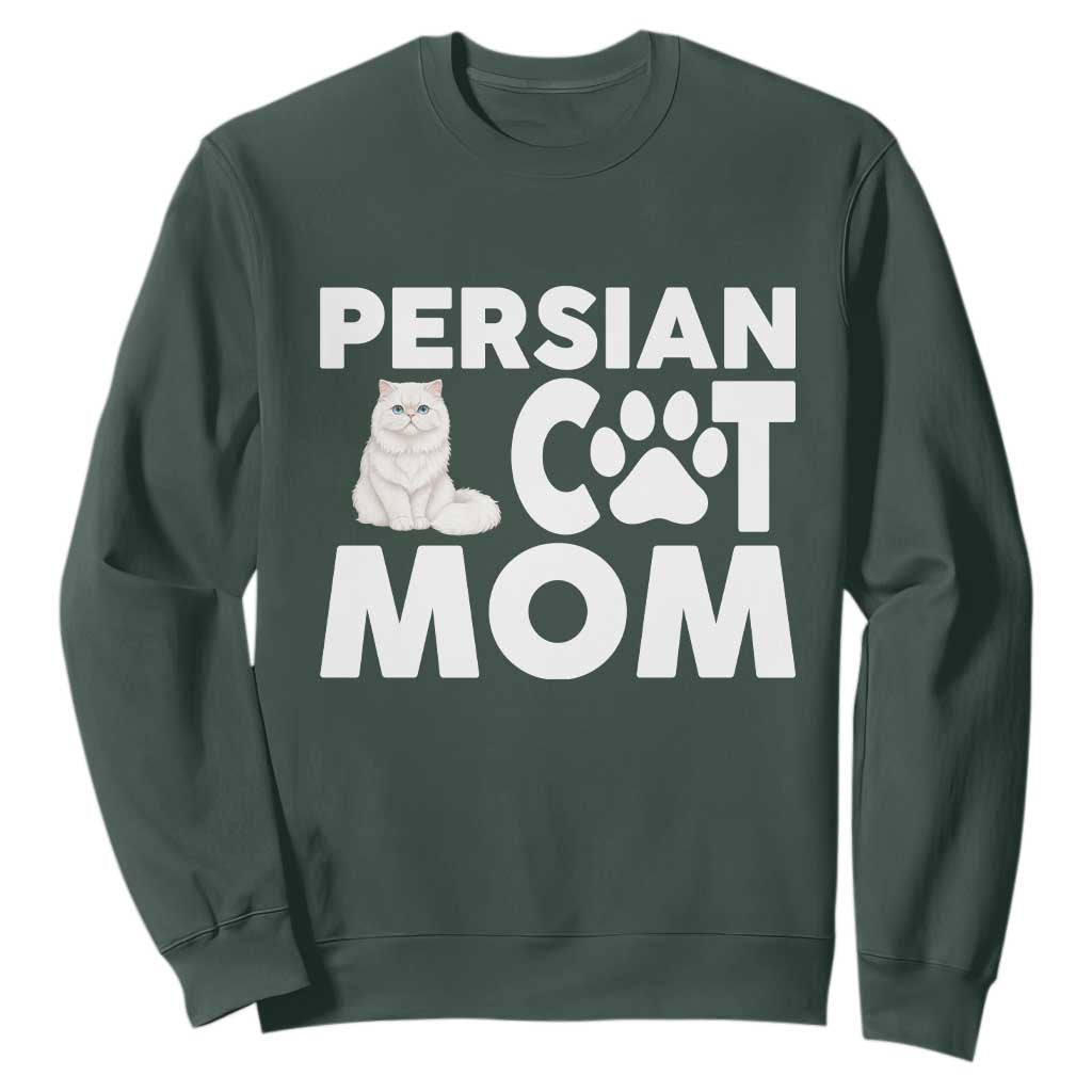 Proud Persian Cat Mom Sweatshirt Fluffy Cat Lover Gift For Her TS12 Dark Forest Green Print Your Wear