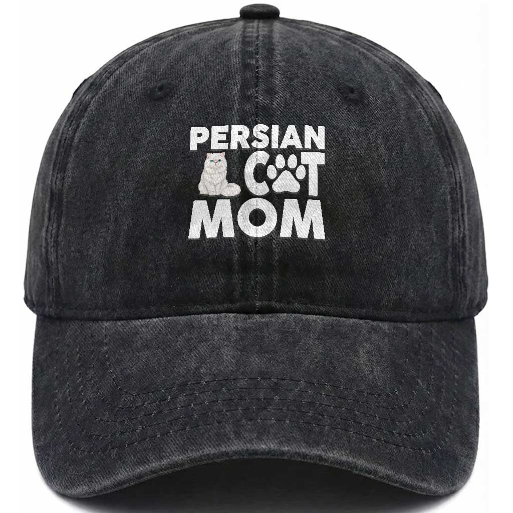Proud Persian Cat Mom Washed Cotton Baseball Cap Fluffy Cat Lover Gift For Her TS12 Print Your Wear