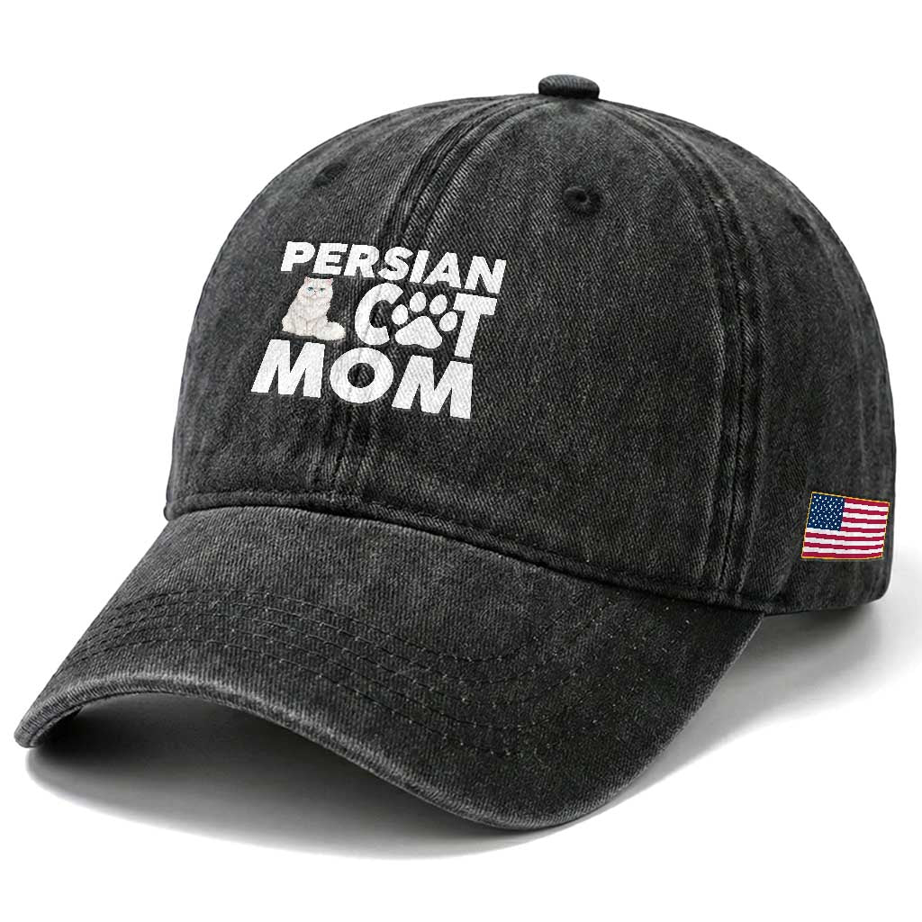 Proud Persian Cat Mom Washed Cotton Baseball Cap Fluffy Cat Lover Gift For Her TS12 Print Your Wear