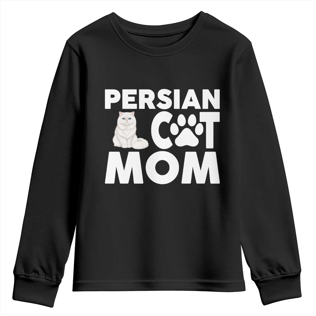 Proud Persian Cat Mom Youth Sweatshirt Fluffy Cat Lover Gift For Her TS12 Black Print Your Wear