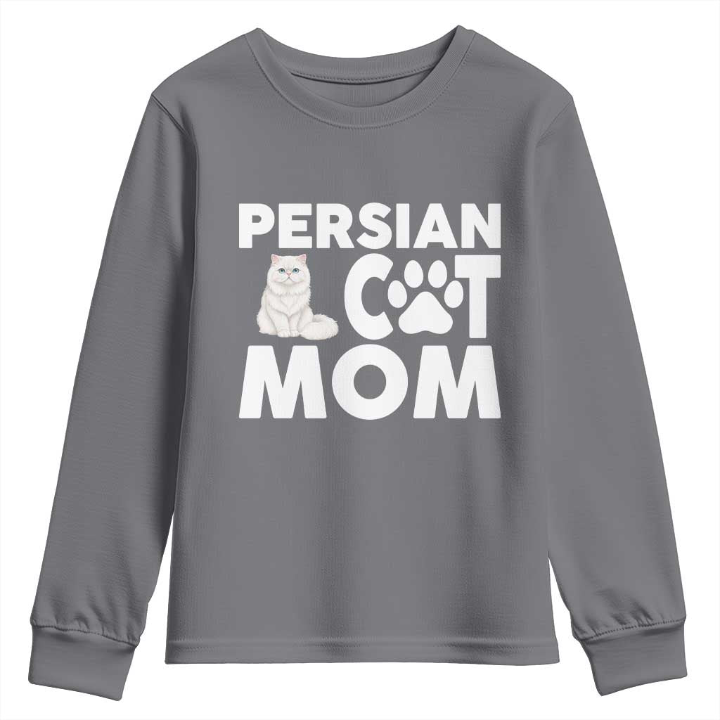 Proud Persian Cat Mom Youth Sweatshirt Fluffy Cat Lover Gift For Her TS12 Charcoal Print Your Wear