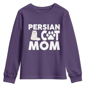Proud Persian Cat Mom Youth Sweatshirt Fluffy Cat Lover Gift For Her TS12 Purple Print Your Wear