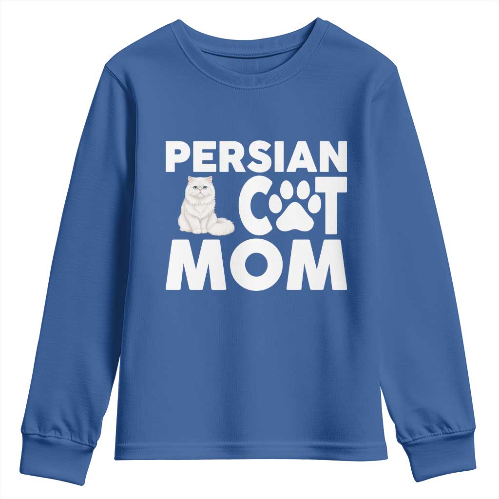 Proud Persian Cat Mom Youth Sweatshirt Fluffy Cat Lover Gift For Her TS12 Royal Blue Print Your Wear
