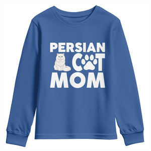 Proud Persian Cat Mom Youth Sweatshirt Fluffy Cat Lover Gift For Her TS12 Royal Blue Print Your Wear