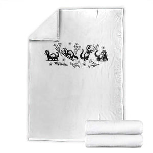 Minimalist Ferret Floral Graphic Throw Blanket Exotic Pet Owner Gift TS12 White Print Your Wear