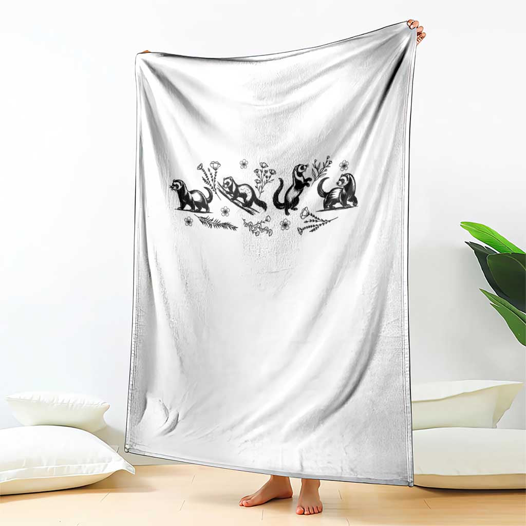 Minimalist Ferret Floral Graphic Throw Blanket Exotic Pet Owner Gift TS12 Print Your Wear