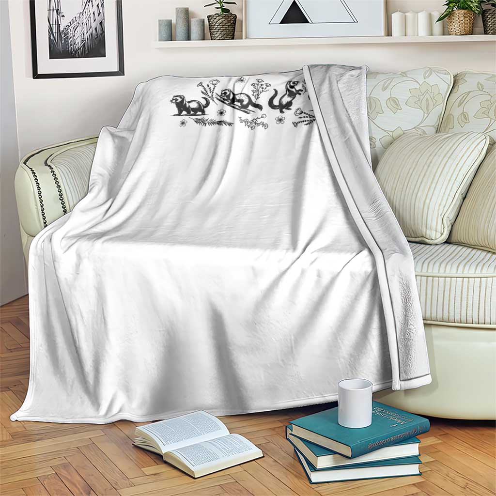 Minimalist Ferret Floral Graphic Throw Blanket Exotic Pet Owner Gift TS12 Print Your Wear
