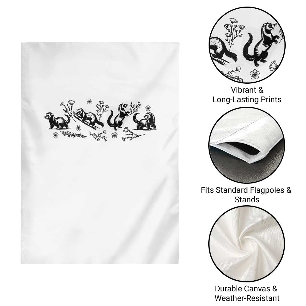 Minimalist Ferret Floral Graphic Garden Flag Exotic Pet Owner Gift TS12 Print Your Wear
