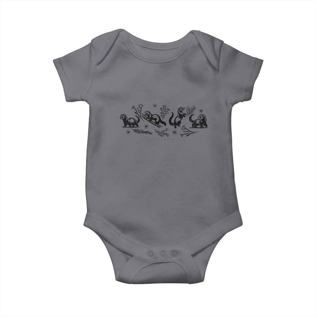 Minimalist Ferret Floral Graphic Baby Onesie Exotic Pet Owner Gift TS12 Charcoal Print Your Wear