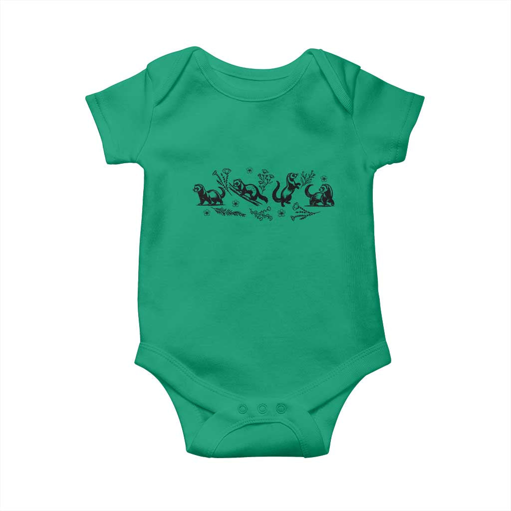 Minimalist Ferret Floral Graphic Baby Onesie Exotic Pet Owner Gift TS12 Irish Green Print Your Wear