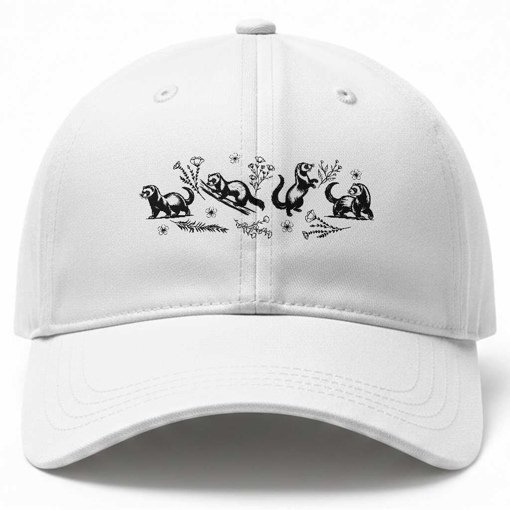 Minimalist Ferret Floral Graphic Baseball Cap Exotic Pet Owner Gift TS12 Print Your Wear