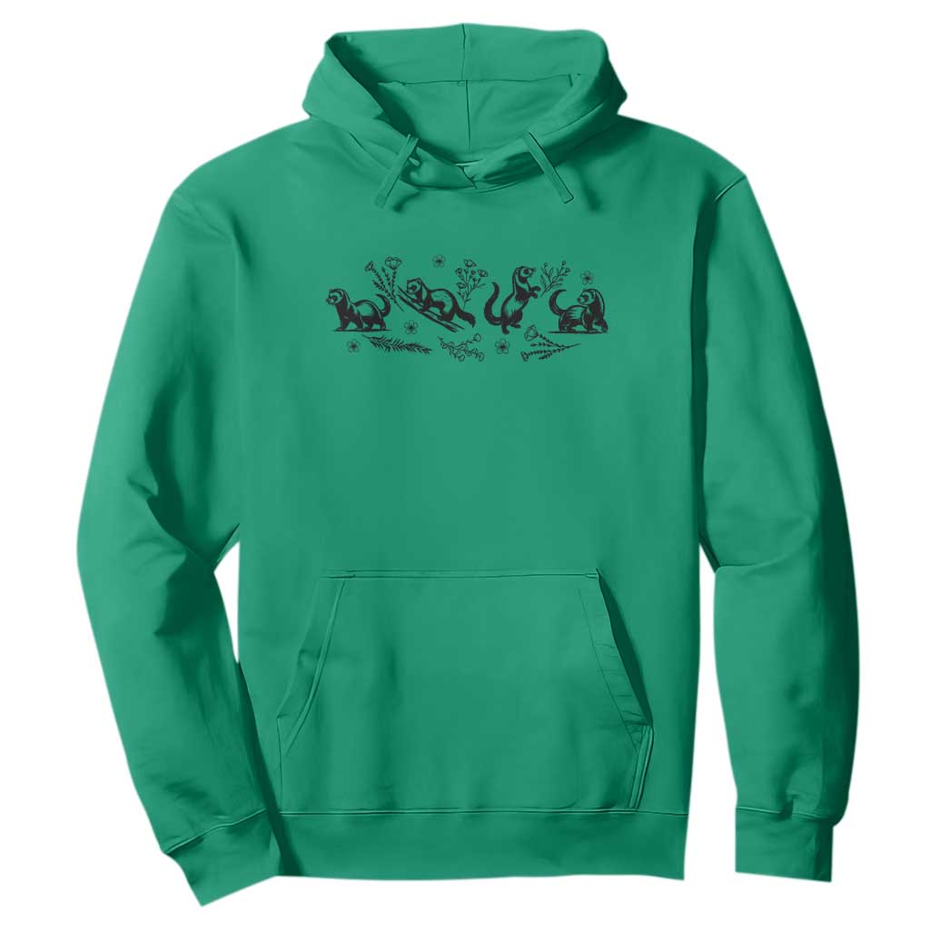 Minimalist Ferret Floral Graphic Hoodie Exotic Pet Owner Gift TS12 Irish Green Print Your Wear