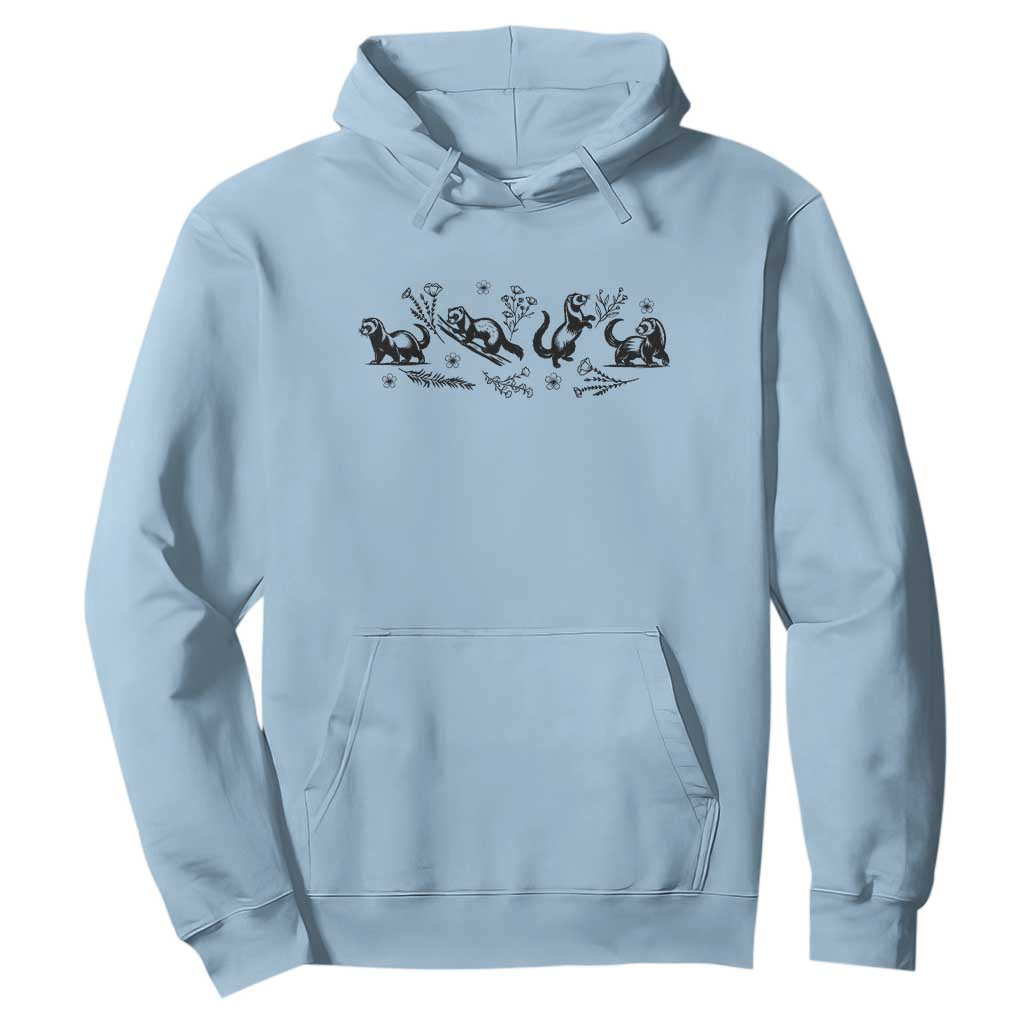 Minimalist Ferret Floral Graphic Hoodie Exotic Pet Owner Gift TS12 Light Blue Print Your Wear