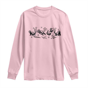 Minimalist Ferret Floral Graphic Long Sleeve Shirt Exotic Pet Owner Gift TS12 Light Pink Print Your Wear