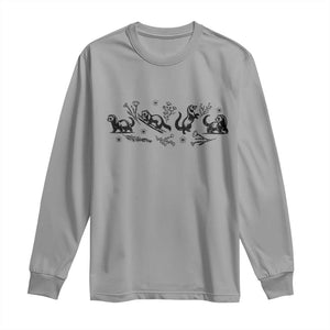 Minimalist Ferret Floral Graphic Long Sleeve Shirt Exotic Pet Owner Gift TS12 Sport Gray Print Your Wear