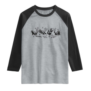 Minimalist Ferret Floral Graphic Raglan Shirt Exotic Pet Owner Gift TS12 Heather Gray Black Print Your Wear