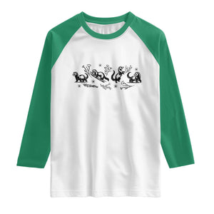 Minimalist Ferret Floral Graphic Raglan Shirt Exotic Pet Owner Gift TS12 White Kelly Green Print Your Wear