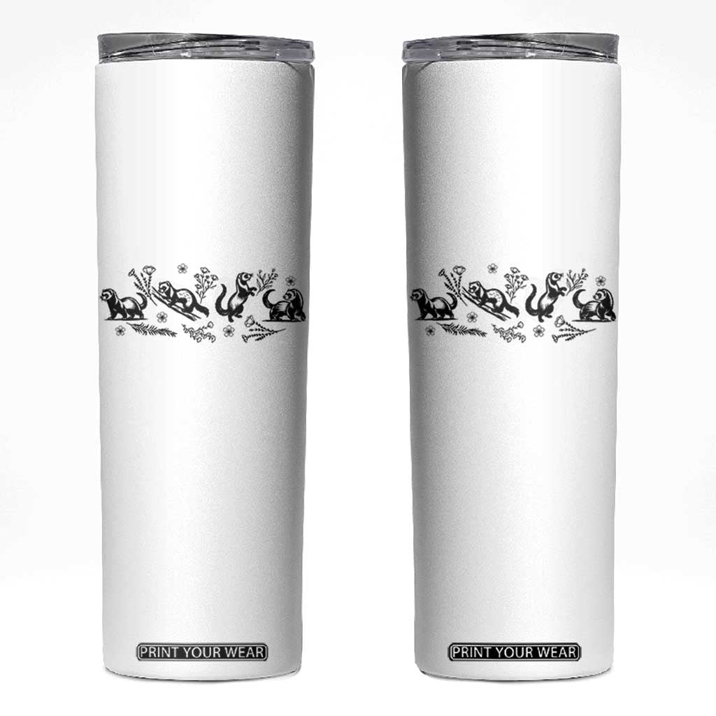 Minimalist Ferret Floral Graphic Skinny Tumbler Exotic Pet Owner Gift TS12 White Print Your Wear