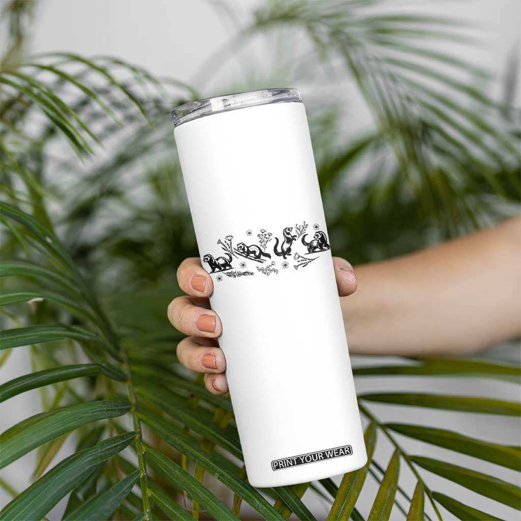 Minimalist Ferret Floral Graphic Skinny Tumbler Exotic Pet Owner Gift TS12 Print Your Wear